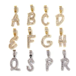 Hot Sale Women Men Hip Hop Iced out Cz Diamond Baguette 26 Alphabet Initial Letters Charms Pendant Necklace