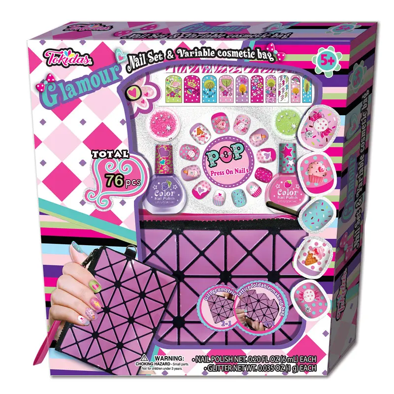 2023 Kids Play Makeup Kit Craft Kits for Kids- Glamour Nail Set Peel off Nail Polish Press on Nail