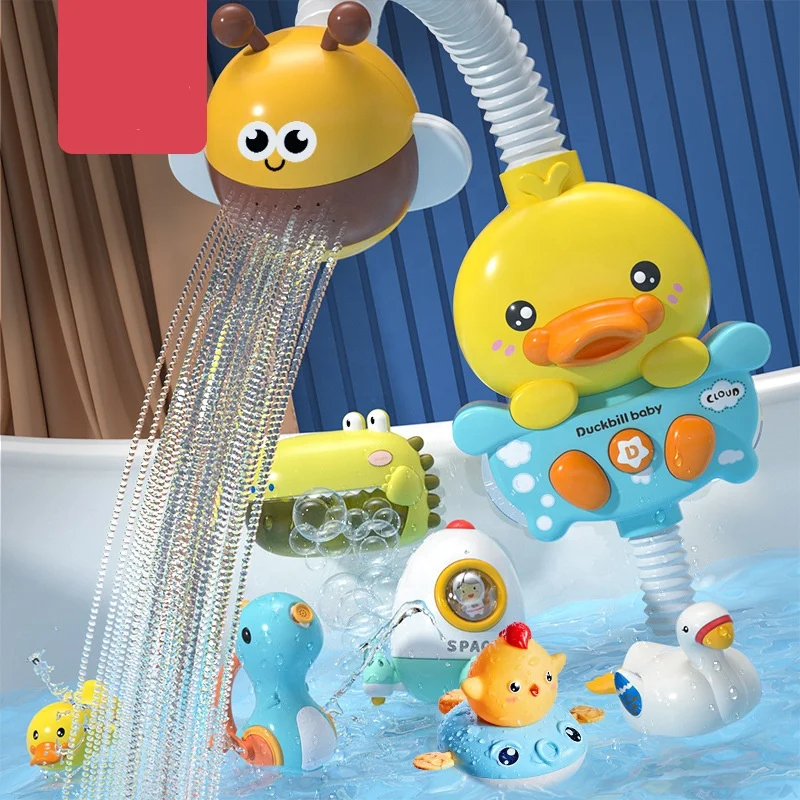 Baby Bath Shower Head Toy Cute Duck Baby Shower Bathtub Water Sprinkler Bath Time Toys For
