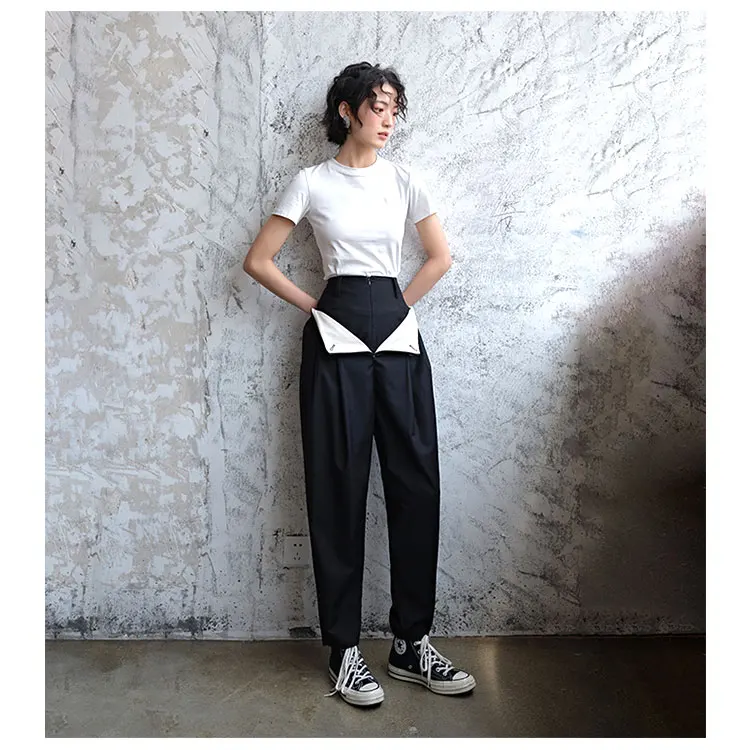 Double Waist Special Design Black Chinese Fashion Ladies Pant Trousers Buy Ladies Pant Trousers Ladies Fashion Trousers Chinese Trouser Product On Alibaba Com