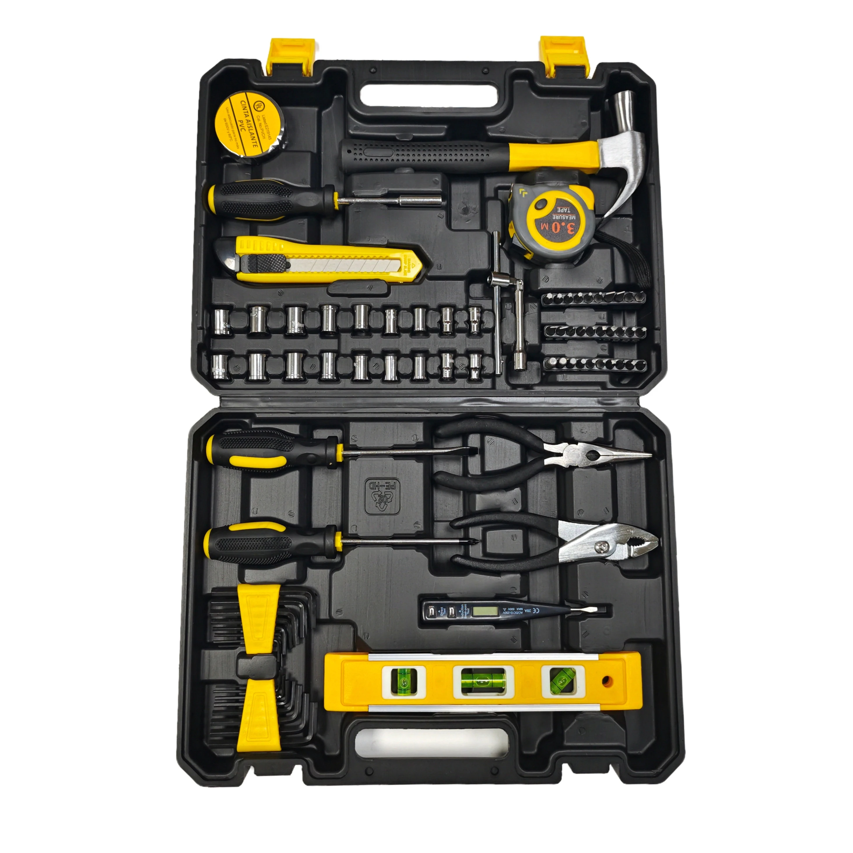 78Pieces Tool Box Set, Yellow Tool Kit for Home and Black Small