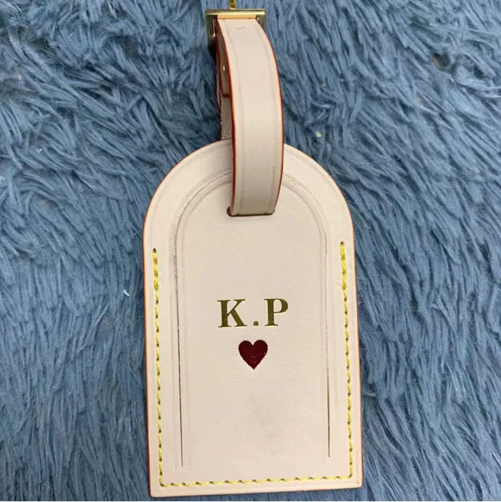 HOT STAMP STAMPING Designer CARRYALL Leather ID Holder Removable Name Tag  Nametag Label Bag Charm Key Bell Padlock Travel Duffle Luggage Bag From  Join2, $15.23