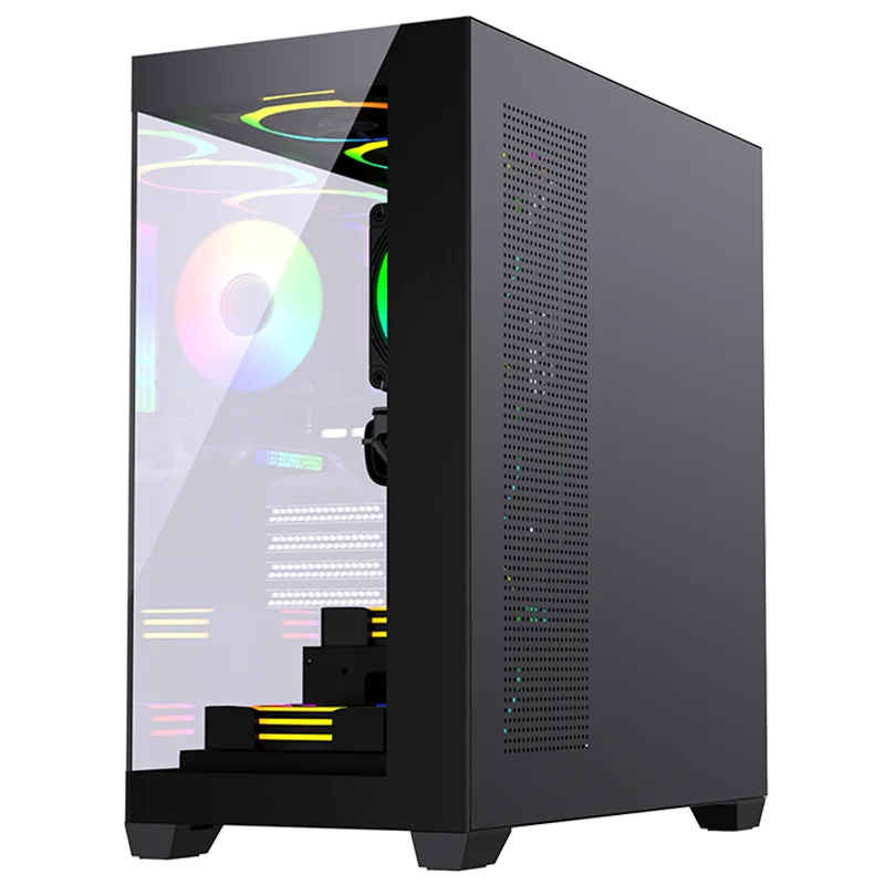 LOVINGCOOL ATX Gaming PC Case Cube ATX MATX ITX PC Chassis with Double Tempered Glass Panel RGB Computer Casing with Fan Cooler