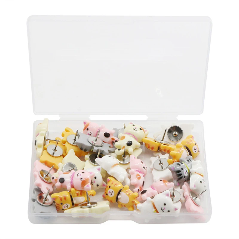 ZXCHOME 30pcs Chat Punaises Tableau Liege, Punaises Mignonnes