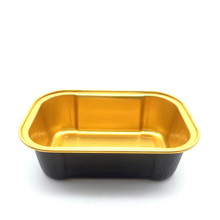 product c160 hot selling 160ml tin disposable aluminium foil container box lightweight rectangle black gold food packaging cake pans-1
