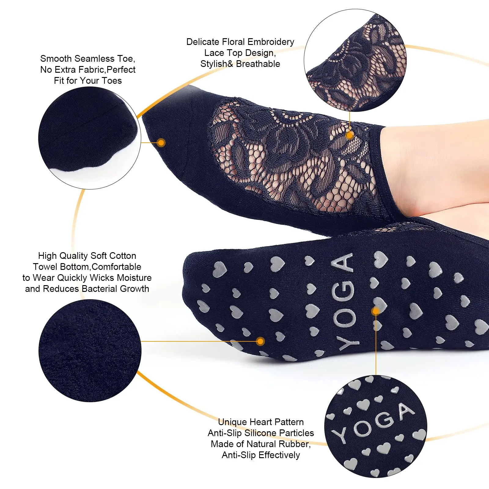 Womens Non Slip Yoga Breathable Lace Floral Mesh Anti Skid Socks Buy