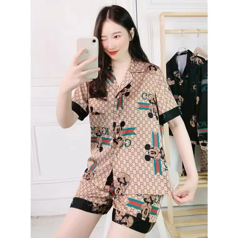 2022 Designer Silk Pajamas Sets Loungewear pyjamas Women's Sleepwear Luxury Pyjamas 2 Pieces Set