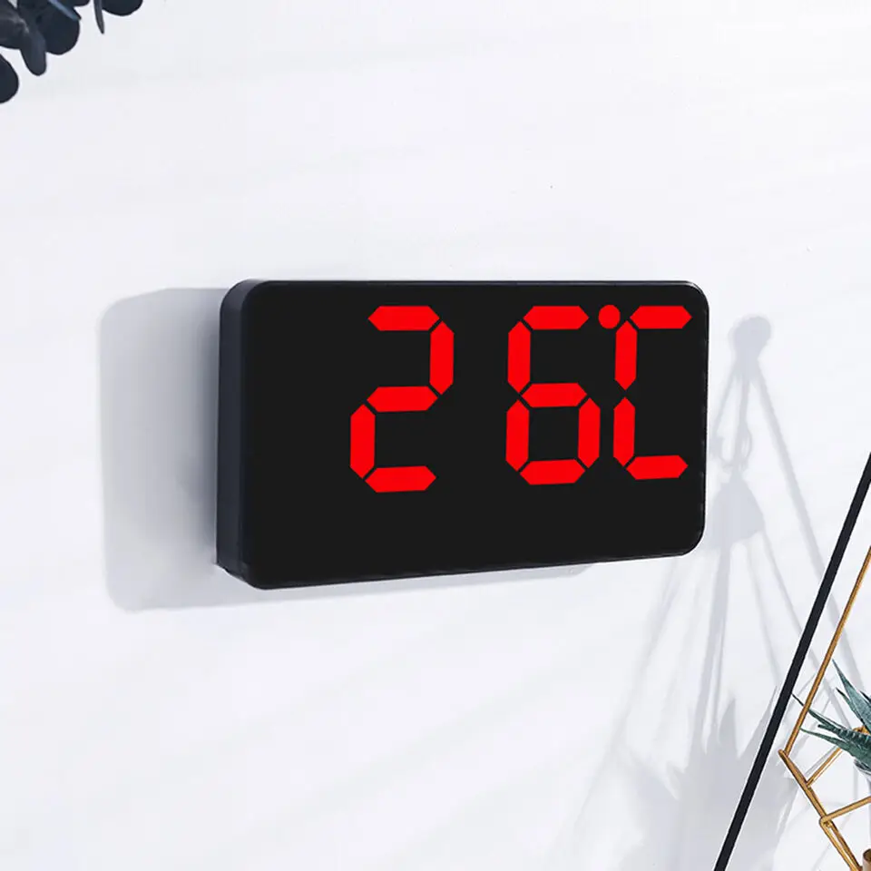 Multifunction Brightness Adjustable Voice Control Display Temperature Digital Alarm Clock Desk & Table Clocks for Home Office