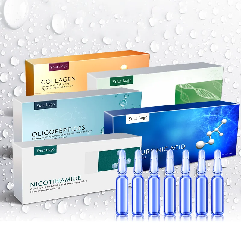 
OEM/ODM Фирменная этикетка под заказ, ампула концентрат гиалуроновой кислоты, коллаген, восстанавливающие увлажняющие сыворотки 