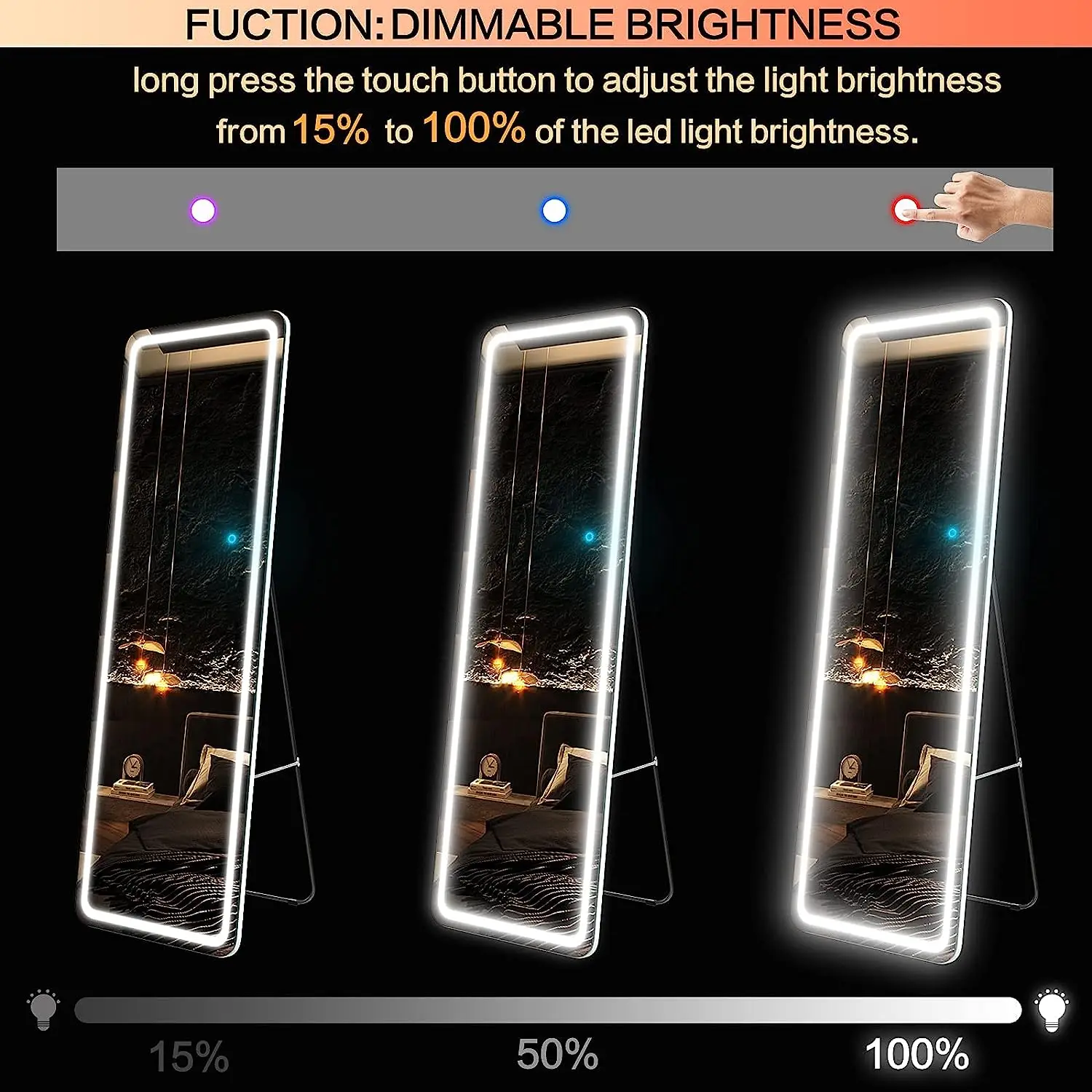 Custom Modern Simple Large Big Decorative Full Length Long Led Standing