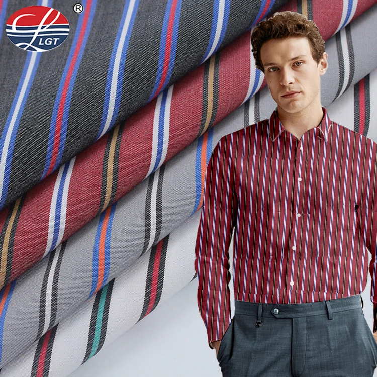 Удобная деловая Повседневная 50% бамбуковая 50% полиэфирная пряжа окрашенная полосатая ткань для мужских рубашек