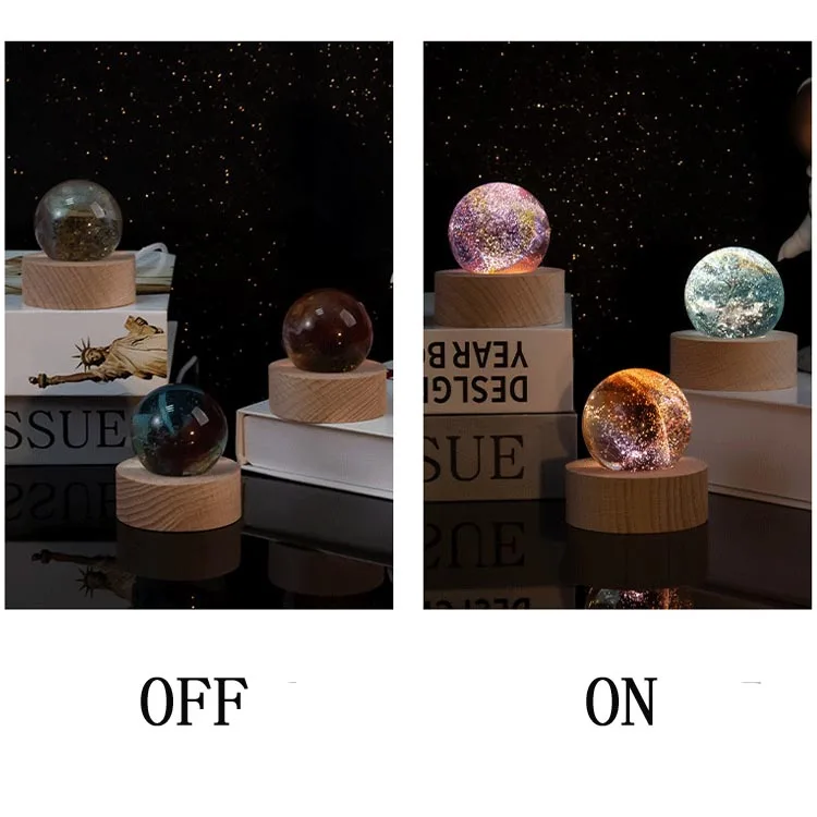 product crystal ball with solid wood bottom colorful glass beads luminous starry night light artistic holiday gift for girls women-44