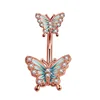 Rose gold belly button ring-Silver