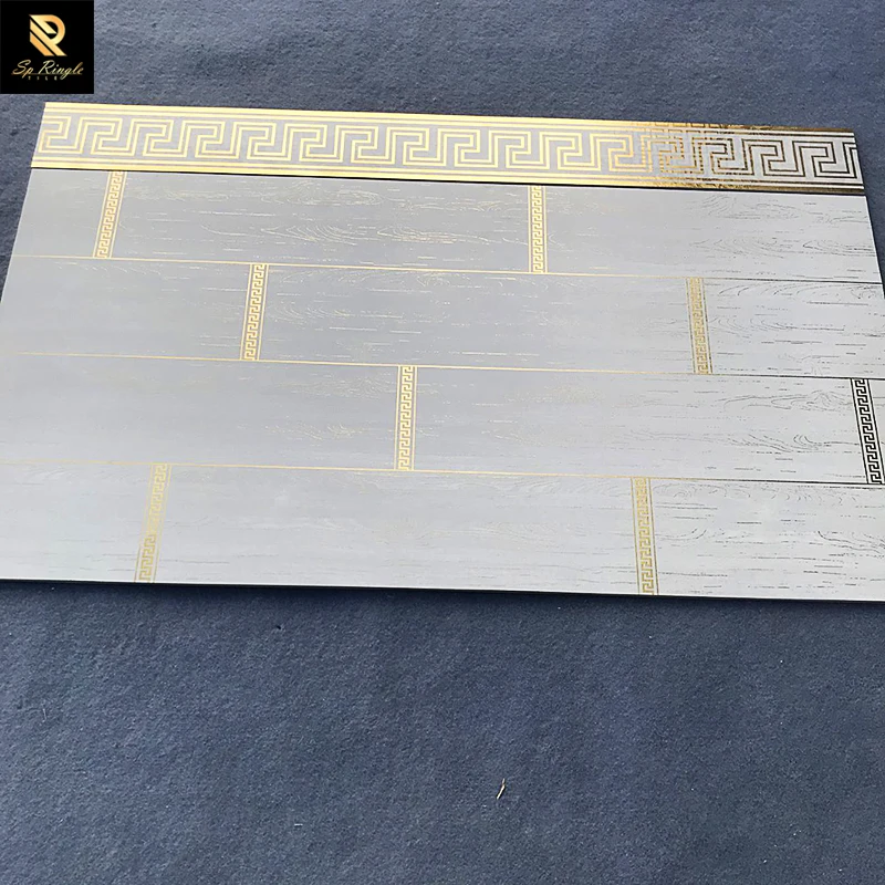 Foshan Building Materials Large Tile Slab Antique House Tile Flooring and Wall Matte Gold Vein White Wood Look Porcelain Tiles