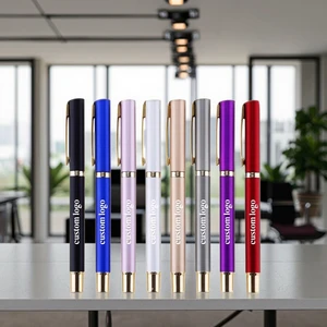 Factory Customizable High-Quality Plastic Business Gold Gift Pen 0.5mm Black Gel Ink Pen with LOGO Print for Promotional Gift