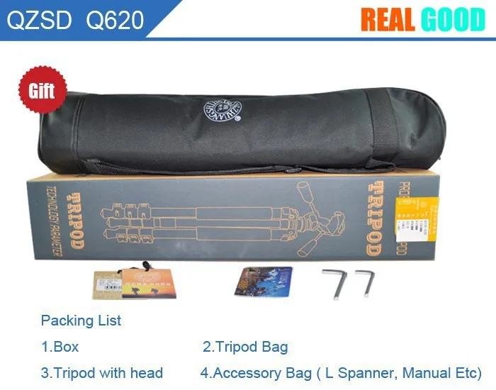 Q620 Aluminum Alloy 15kg Load Capacity Professional Fluid Head DSLR Digital SLR Camera Tripod