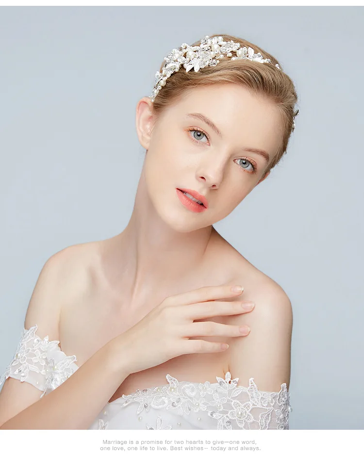 Оптовая продажа свадебные аксессуары для волос ручной работы с кристаллами серебряный головной убор принцессы жемчугом невесты