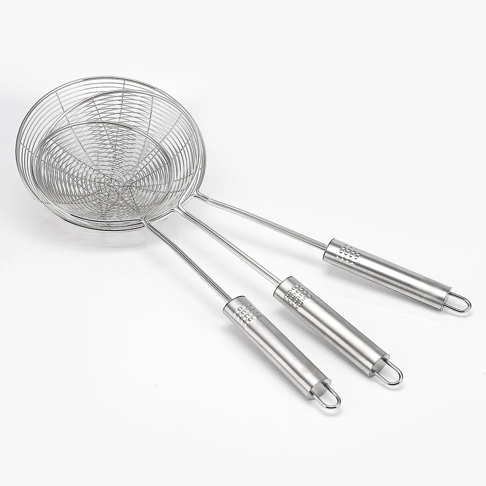 Set of 3 Stainless Steel Skimmer Spider Strainer, Stainless Steel