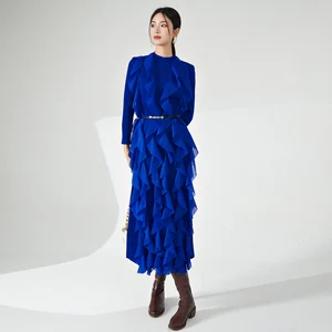 2025 Newest Miyake Women's Best Seller Casual Style Pleated Fabric Dress Elegant Irregular Personality Loose Stretch Long Dress