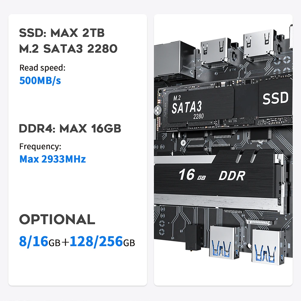 Top 10 Beelink Mini S Intel N5095 8G 256G Mini PC Wins10 OS SATA SSD Storage Industrial Computer with Dual Screen display MiniS