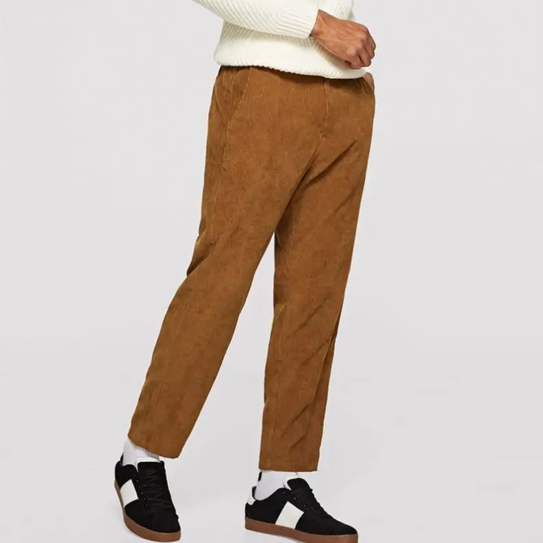 Men Slant Pocket Detail Corduroy Pants 