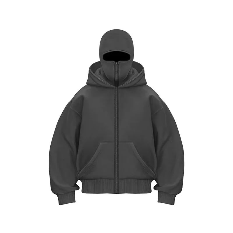 Fashion Autumn Double Hood Zip Mask Hoodie - Custom Balaclava