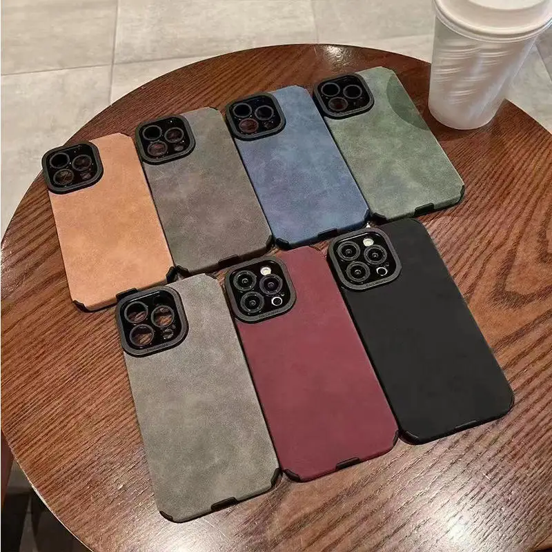 product luxury suede microfiber shockproof soft tpu edge pu smooth leather protective case for iphone 17 16 15 12 series mobile phones-3