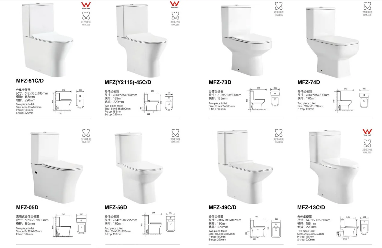 Watermark Australian Standard Two Piece Sanitary Ware Rimless Dual Flush WC Bathroom Back To Wall Toilet factory