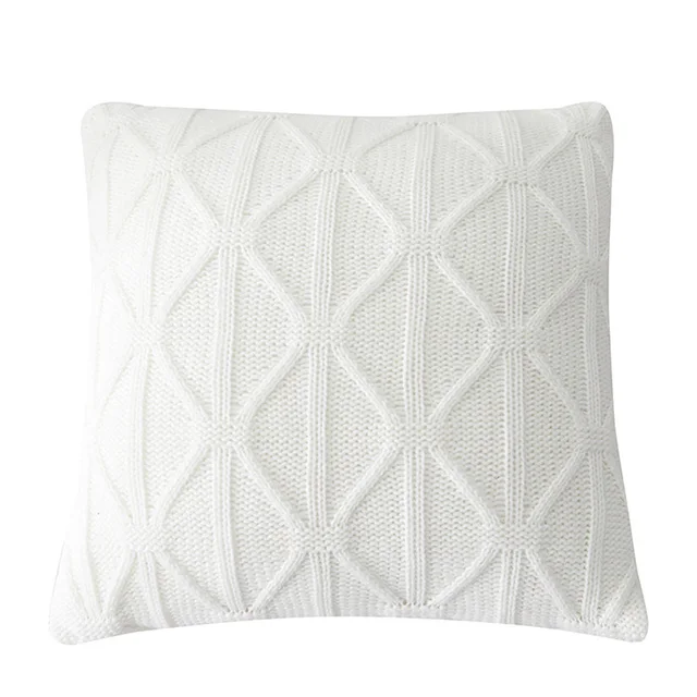 Custom Luxury Diamond Knitted Fluffy Soft Solid Lumbar Emboss Pillow Cushion