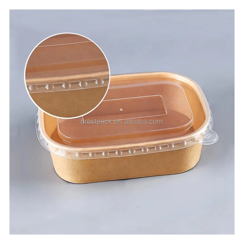 500ml 650ml 16oz 32oz Biodegradable Kraft Food Packing Box Square Salad ...