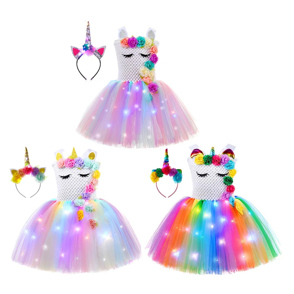 halloween birthday dress Colorful Light Up Princess Dress Set for Girls Halloween Party Birthday & Dress Up, 5-6Y
