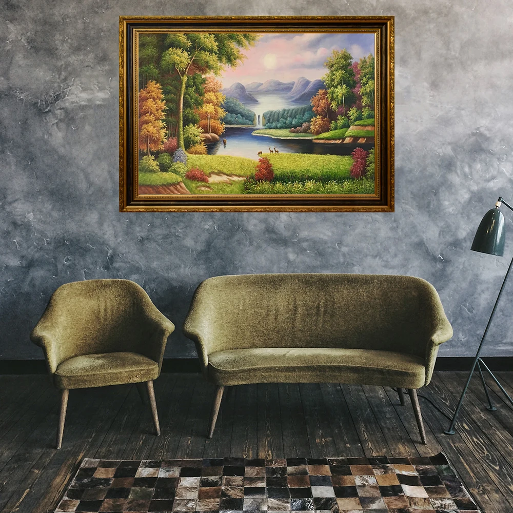 Wholesale Framed Impressionist Handmade Mediterranean Landscape Picture Wall Art Oil Painting