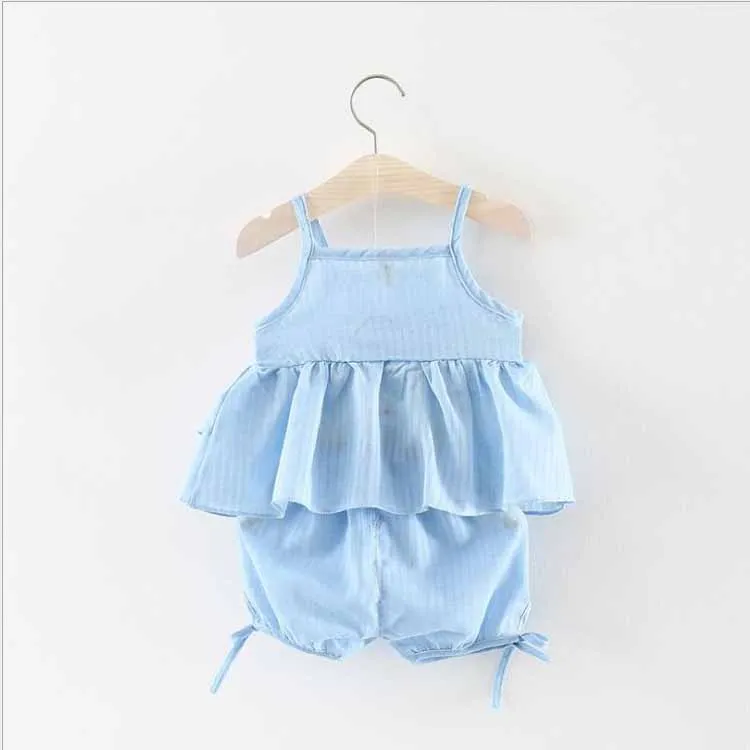 Новое поступление лета 2020, комплект из 2 предметов, одежда для девочек с цветочным дизайном, детская одежда для девочек