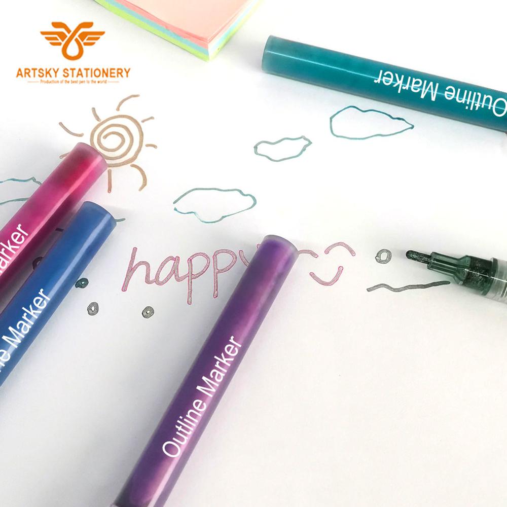 Multifunctional Glare Color Edge Outline Acrylic Marker Pen Art Drawing Color Outline marker