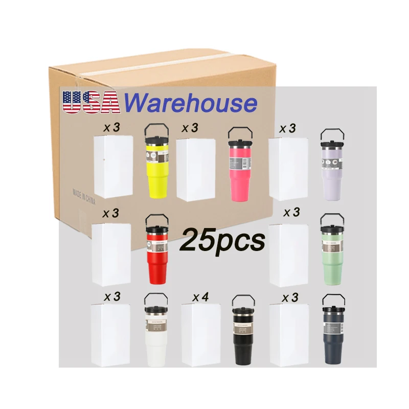 USA WAREHOUSE Blank Vacuum Double Insulated Coffee Travel Mug 20oz 30oz Stainless Steel Handle Business Gifts Leak-Proof BPA