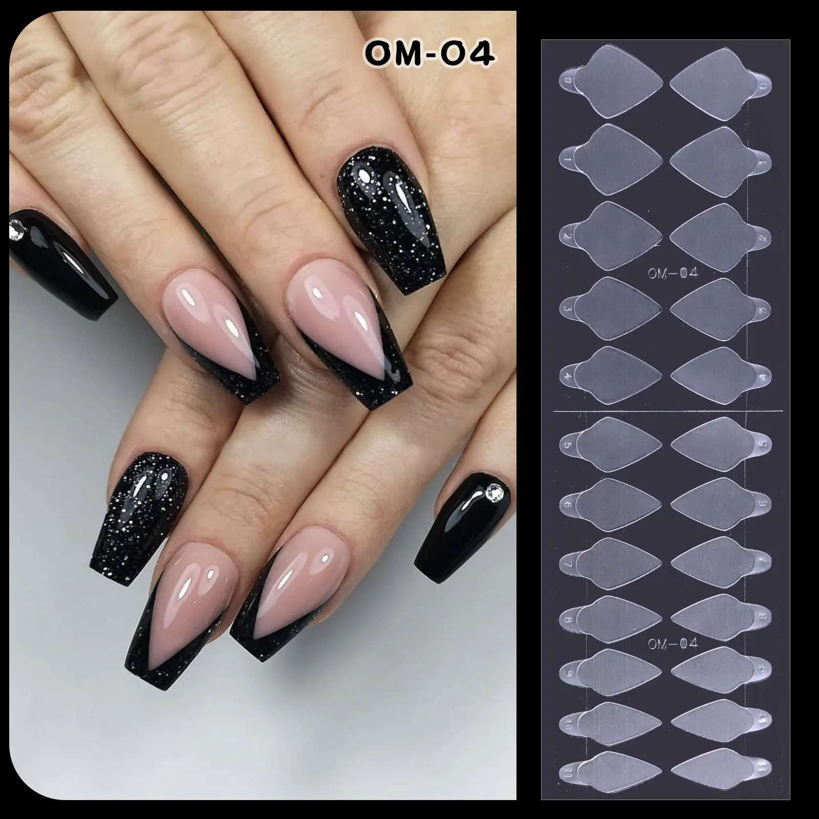 96-teiliges Silikon-Nagelschablonen-Set – Französische Maniküre, Wiederverwendbar, Für Nagelverlängerung