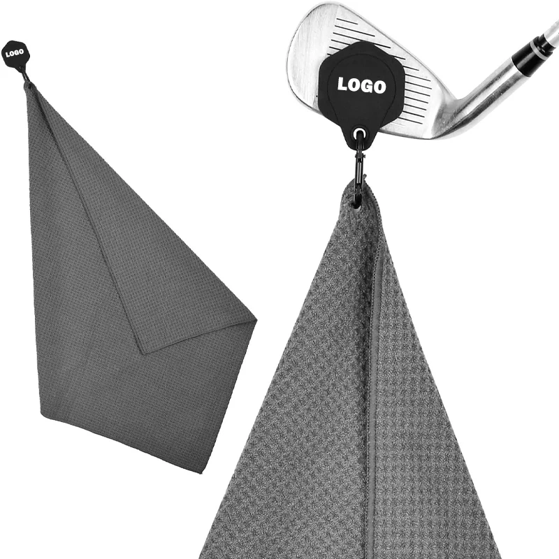 Free Sample Golf Ball Cleaner Towel Custom Microfiber Waffle Golf Towel