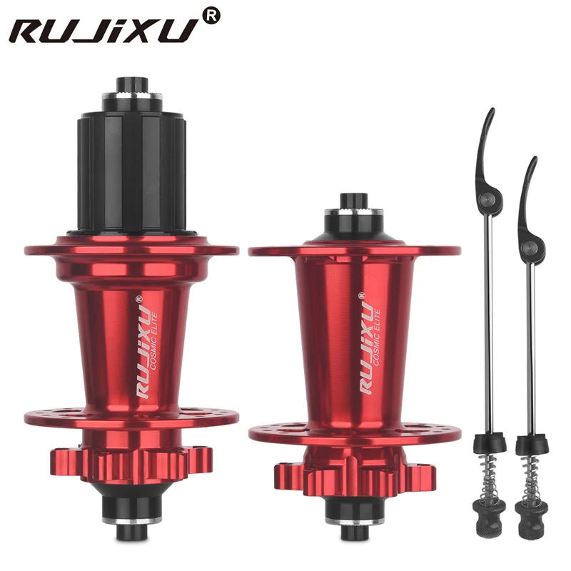 RUJIXU MTB Hub 32 Holes Red Bearing Mountain Bike Freehub Rear Hub