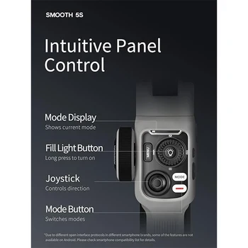 Zhiyun Smooth 5S Phone Gimbal 3-Axis Smartphone Stabilizer With Built-in Fill Light AI Face Tracking for iPhone and Android detail image