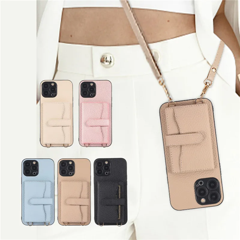 High Quality Pure Color Card Package Design Tpu+leather Crossbody ...