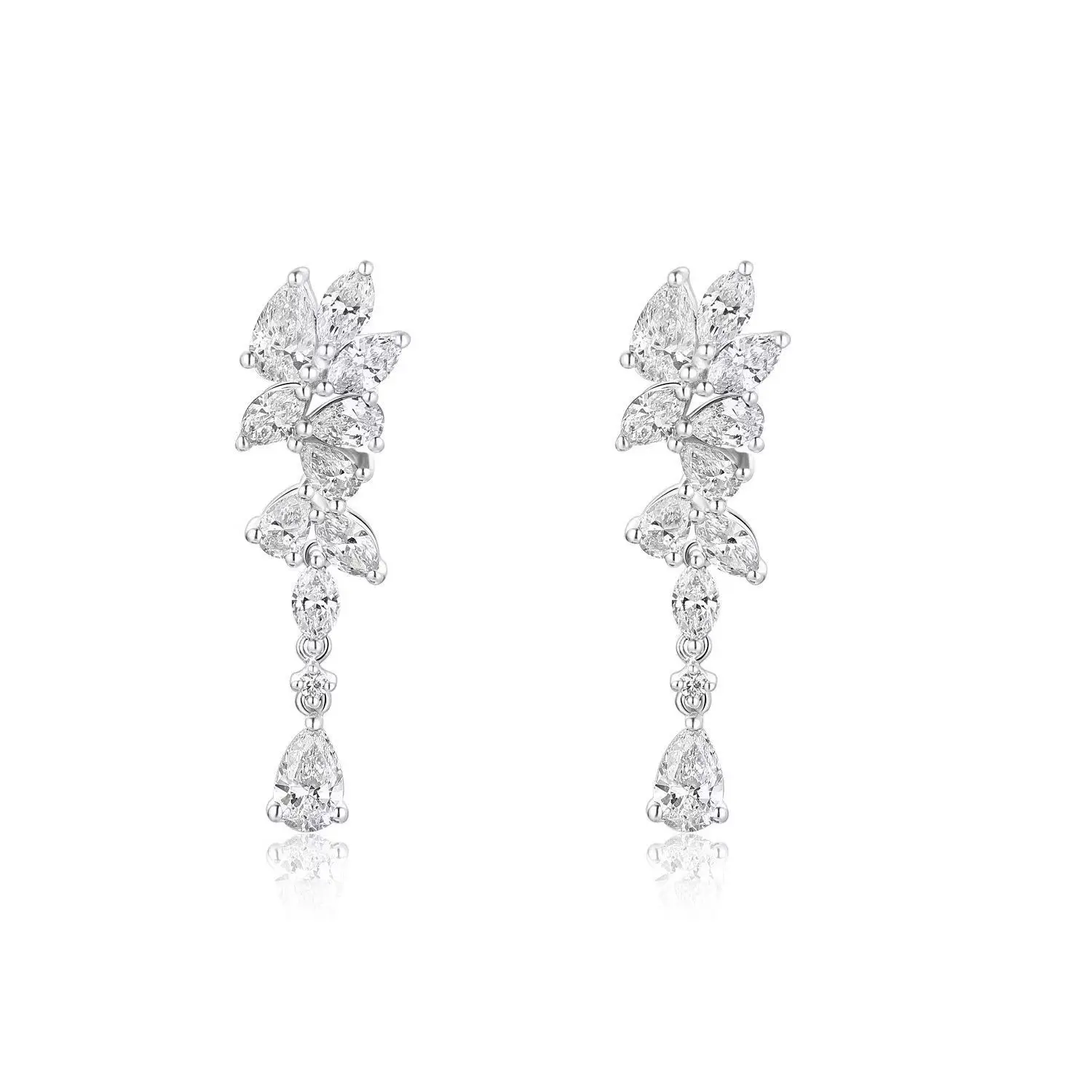 Luxury 18K Gold Earrings with Lab-grown Diamonds Pear Cut Marquise Cut ...