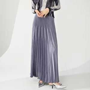 Miyake Women's Vintage Western Style Pleated A-Line Skirt Fashionable and Stretchy Made From Elastic Polyester Fabric