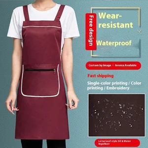 2026 Custom Logo Printing New Style Zipper Pocket Apron Waterproof Canvas Workwear for Catering Kitchen Restaurant Bar Uniforms