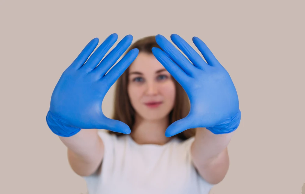 Beauty Blue Pure Hair Nitrile Gloves Touch Screen China Manufacturer Low Price