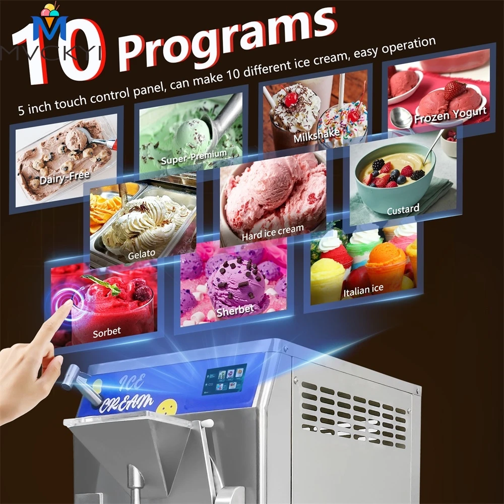 China Factories 56L/H Commercial Hard Ice Cream Machine Stainless Steel Single Nozzle Artisan Gelato Batch Freezer air Cooling