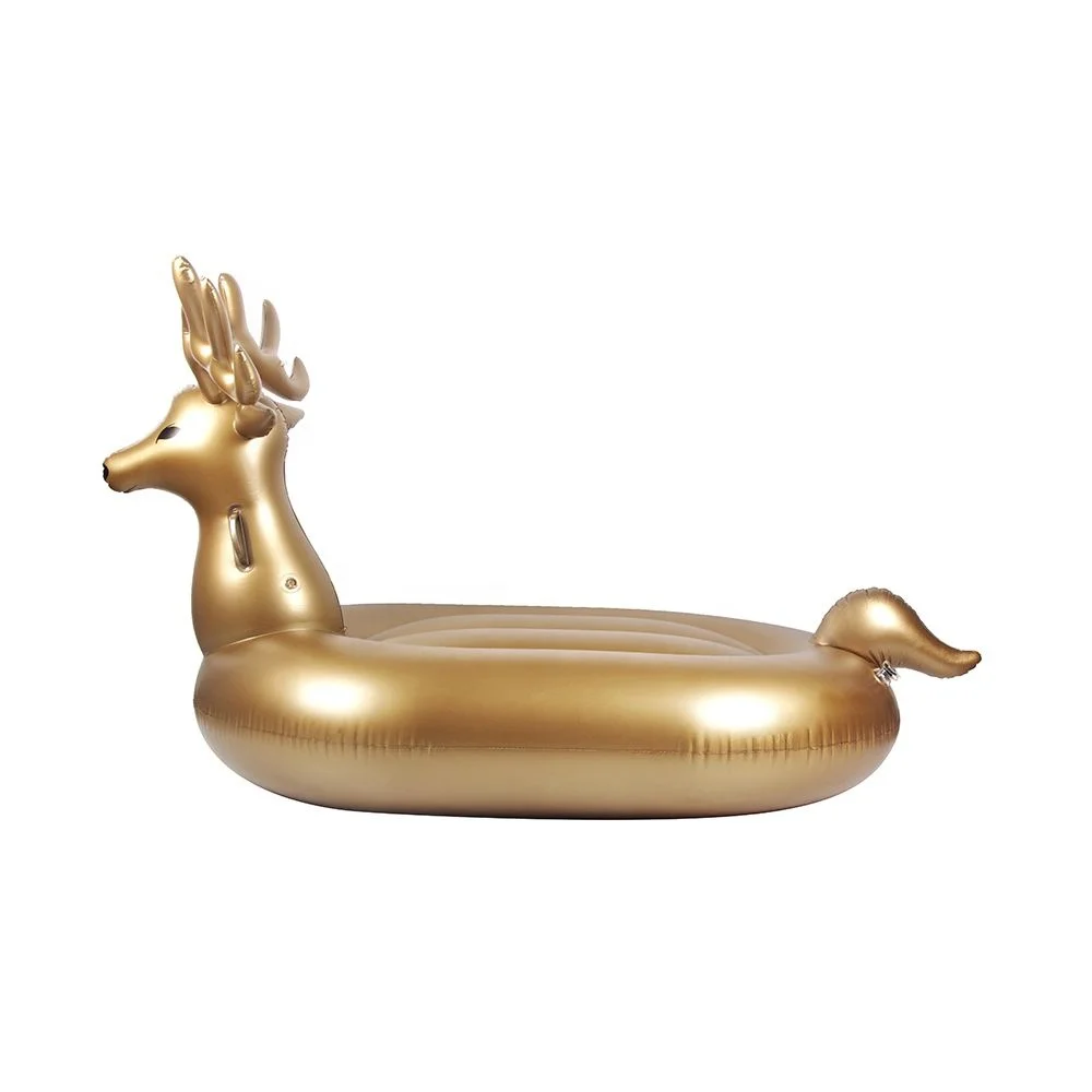 Customized Gold Float Swimming Pool Beach Inflable Floating Deer Toys