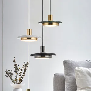 Nordic Post-Modern Marble Pendant Light for Bedside Dining Bar and Showroom Luxury Minimalist Small Chandelier Designer Lamp