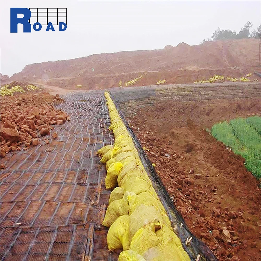 HDPE Uniaxial Plastic Geogrid Roll with PP Fiberglass Effective for Roadbed Retaining Wall Reinforcement in Earthwork Projects