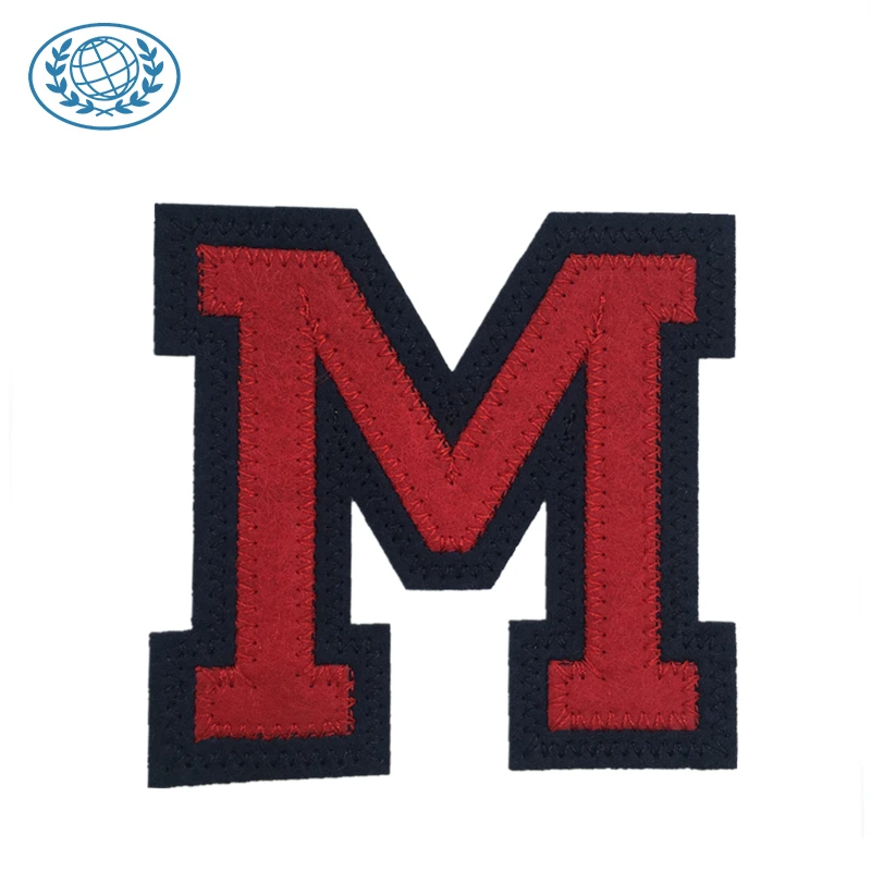 Custom Numbers Alphabet Letters C Varsity Applique Felt Embroidery Patch Stripes DIY Clothing Accessory Iron on Backing