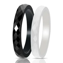 Ceramic Black White Ring Smooth Prime Ring 3mm Wide Rhombus Shaped Couple Ring